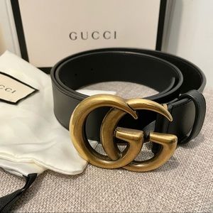 GUCCI Double GG Wide Leather Belt 75cm 30”